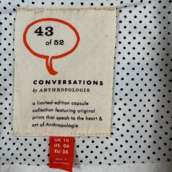 Conversations Anthropologie Skirt Womens 6 Umbrella Print Buttoned Linen Blend - Picture 11 of 13